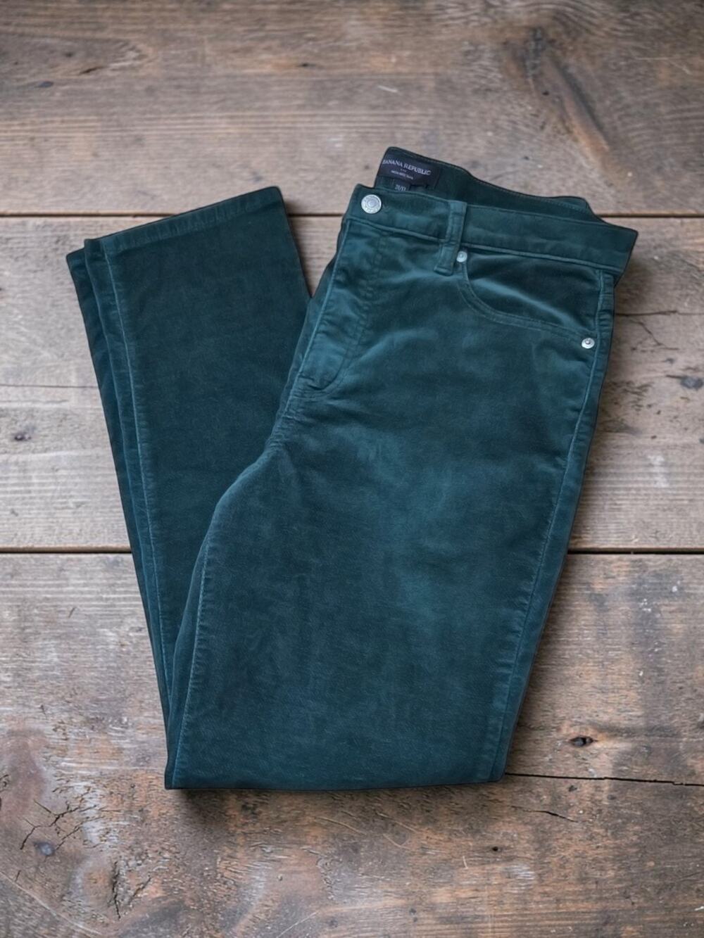 Banana Republic Green Velvet High Rise Slim Pants 31 12